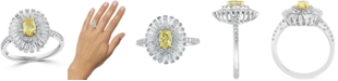 EFFY Collection EFFY&reg; Yellow & White Diamond Baguette Halo Ring (1-1/4 ct. t.w.) in 18k Gold & White Gold